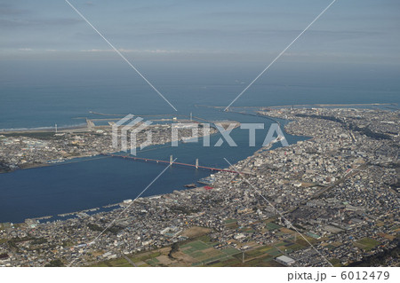 利根川の河口付近銚子市上空より撮影 6012479