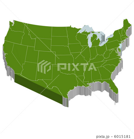 アメリカ Usa 地図 ３dのイラスト素材