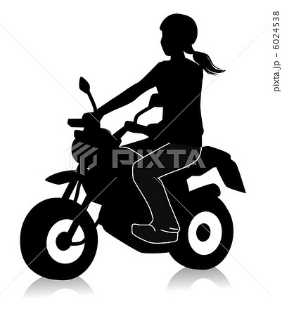 ミニバイクに乗る女性のイラスト素材