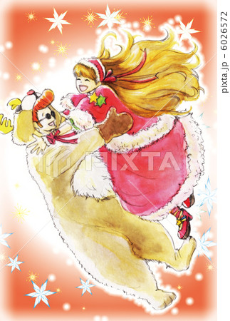 ロリータサンタとロカビリートナカイ 背景あり のイラスト素材