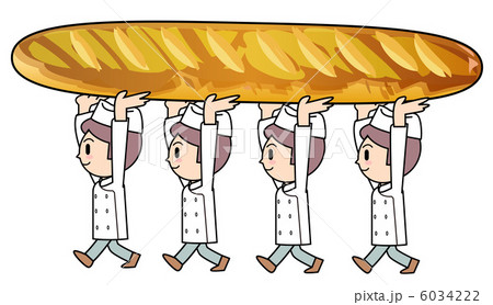 パン屋・数人でパンを運ぶ 6034222