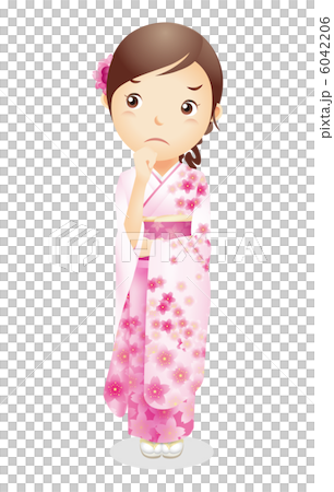 Female illustration of kimono figure 6042206