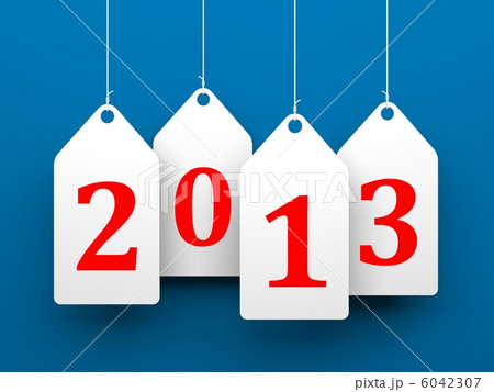 White tags with 2013 on blue background 6042307
