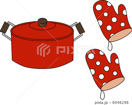 鍋と鍋つかみ（赤） 6046296