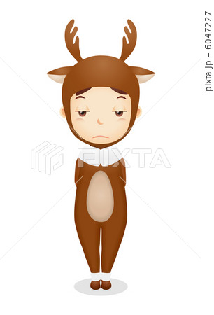 トナカイの着ぐるみを着た幼児イラスト 6047227