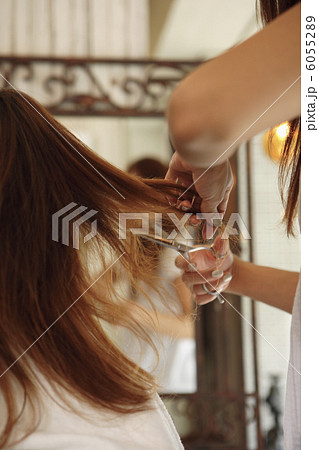 髪をカットする美容師の手と鋏 6055289