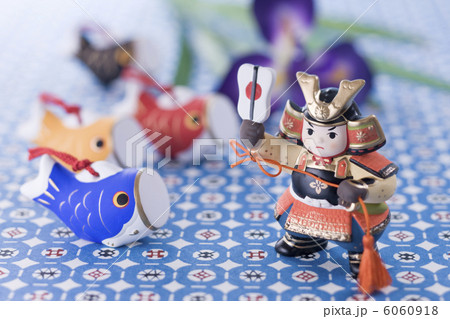 武将と鯉のぼりの置き物 6060918