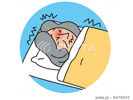 体調悪く寝込む老人 Aのイラスト素材