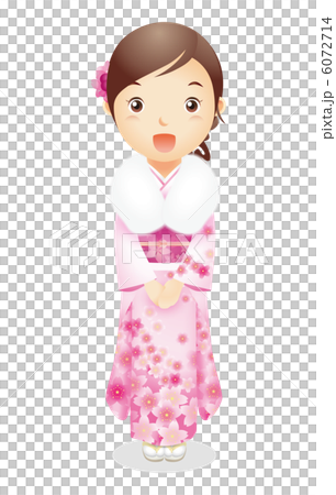 振袖姿の女性イラスト 6072714