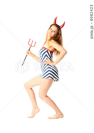 sexy brunette with horns 6082423