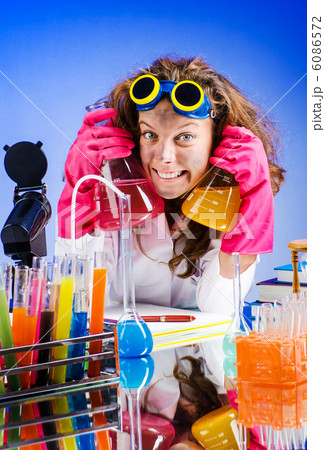 Funny female chemist in lab 6086572