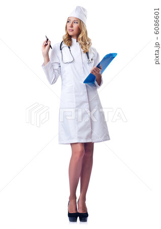 Young woman doctor on white Young woman doctor on white 6086601