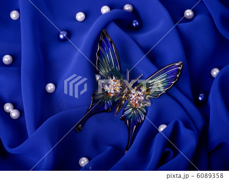 Beautiful butterfly on dark blue fabric Beautiful butterfly on dark blue fabric 6089358