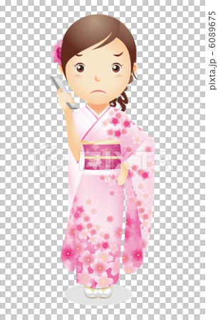 Female illustration of kimono figure 6089675