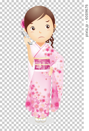 Female illustration of kimono figure 6089676