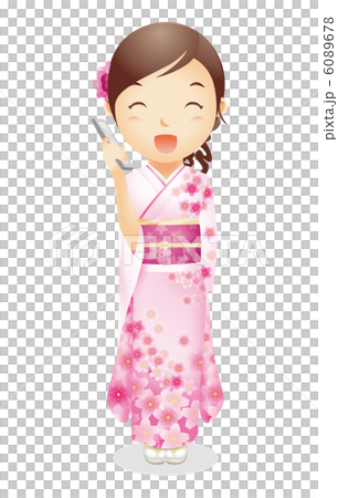 Female illustration of kimono figure 6089678