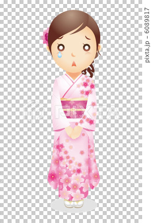 振袖姿の女性イラスト 6089817