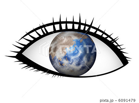 瞳に映る地球のイラスト素材