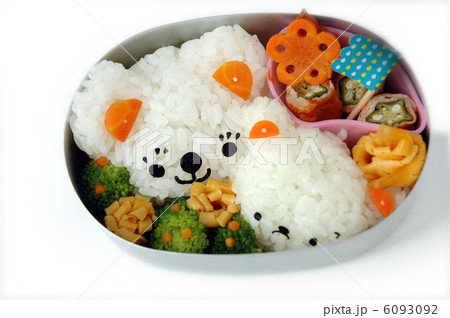 白クマ親子のキャラ弁の写真素材