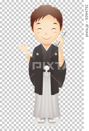 Male illustration of haori and hakama 6094792
