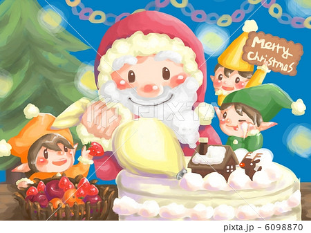 ケーキを作るサンタクロースとこびとたち 6098870