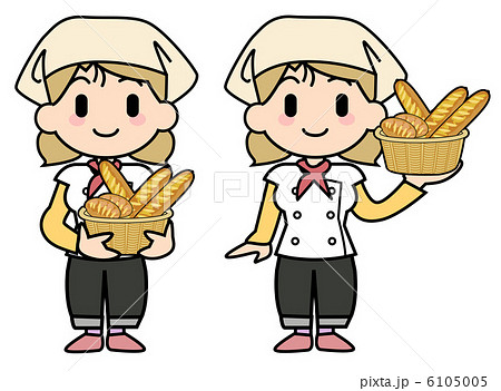 パン屋 働く女性のイラスト素材