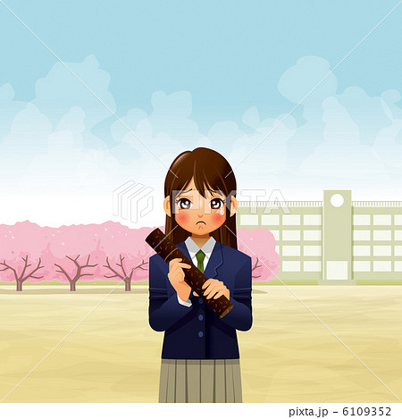 卒業証書を持つ女子学生［涙］ 6109352