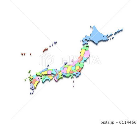 色分けの日本地図 日本白地図のイラスト素材