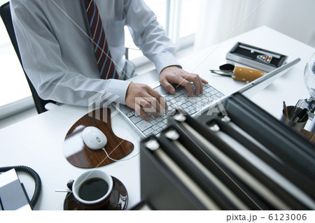 ノートパソコンに入力するビジネスマンの手元 6123006