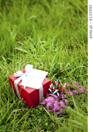 芝生の上の置かれたギフトボックス 6132092