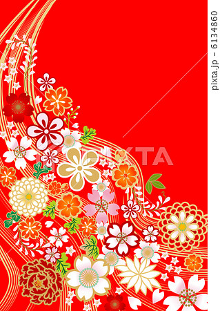 和柄 花 赤のイラスト素材 6134860 Pixta