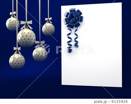 Greeting card with ribbon over blue 6135926