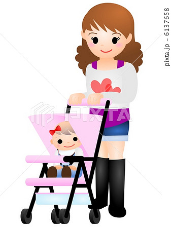 赤ちゃんとママ ギャルのイラスト素材