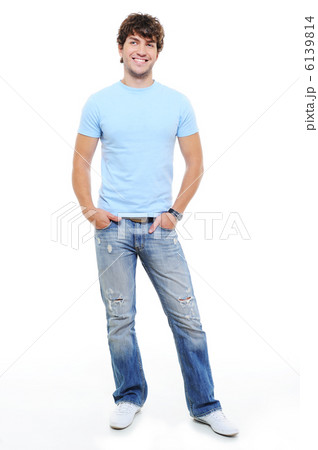 Full-lenth portrait of handsome happy smiling man 6139814