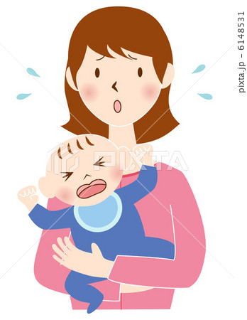 育児シリーズ 赤ちゃんとママ困るのイラスト素材