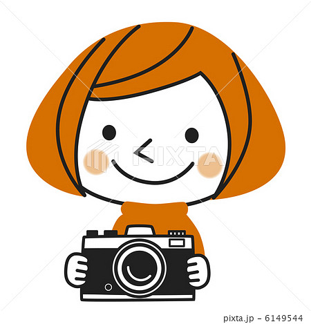 カメラ女子 オレンジ のイラスト素材 6149544 Pixta