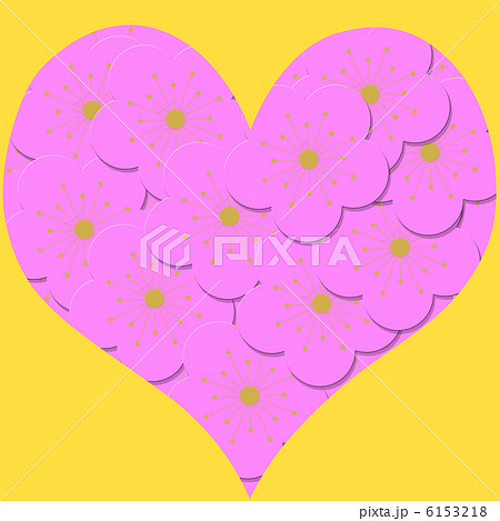 黄色をバックにした紅梅のハート型 黄色をバックにした紅梅のハート型 6153218