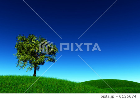 Tree on Green Field 3D render 6155674