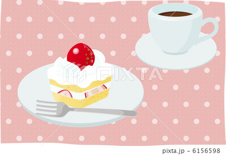 苺のショートケーキとコーヒー 6156598