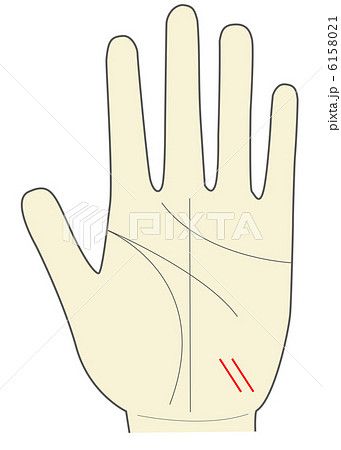 左手の手相 人気線 引き立て線 寵愛線のイラスト素材