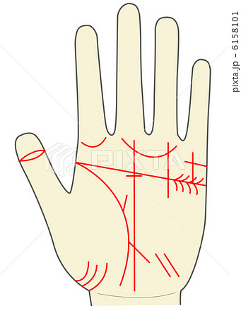 左手の手相 マスカケ線のある手相占いのイラスト素材