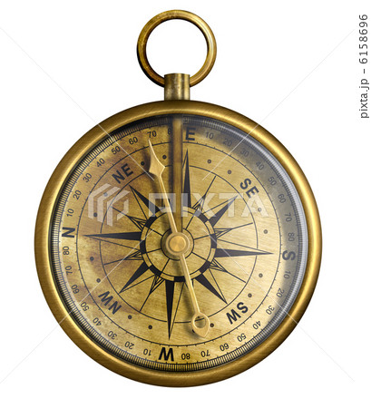 brass antique compass isolated on white 6158696