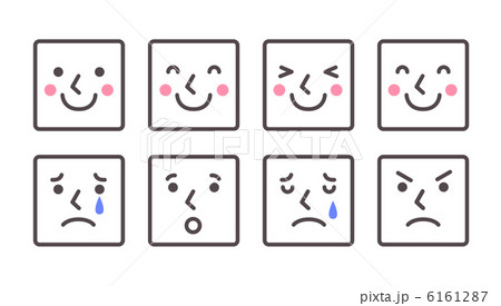四角い顔の表情のイラスト素材