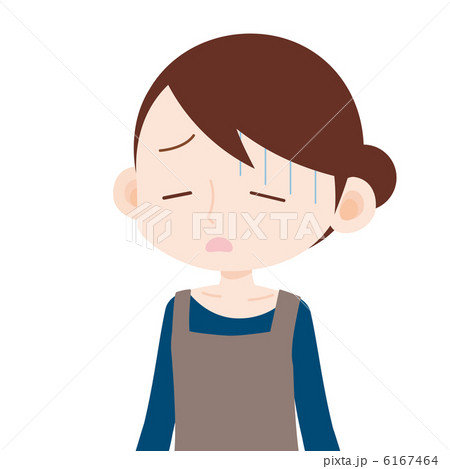 エプロンの女性 上半身 青ざめる 6167464