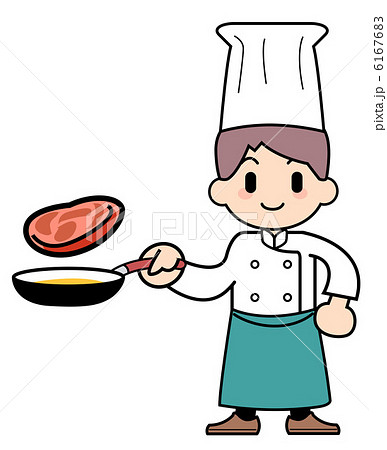 シェフ 肉料理のイラスト素材