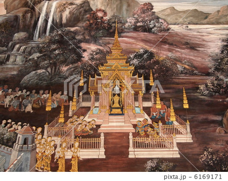 タイ バンコク エメラルド寺院 ラーマキエンの壁画 タイ バンコク エメラルド寺院 ラーマキエンの壁画 6169171