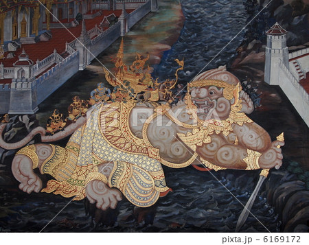 タイ バンコク エメラルド寺院 ラーマキエンの壁画 タイ バンコク エメラルド寺院 ラーマキエンの壁画 6169172