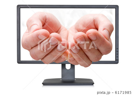 Computer monitor with open palms Computer monitor with open palms 6171985