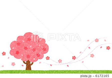 桜の木と春風のイラスト素材