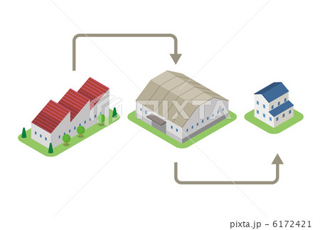 工場から倉庫 家へのイラスト素材